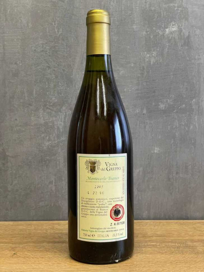 Вино Vigna del Greppo Montecarlo Bianco 1995 года. Вино Vigna del Greppo Montecarlo Bianco 1995 года.